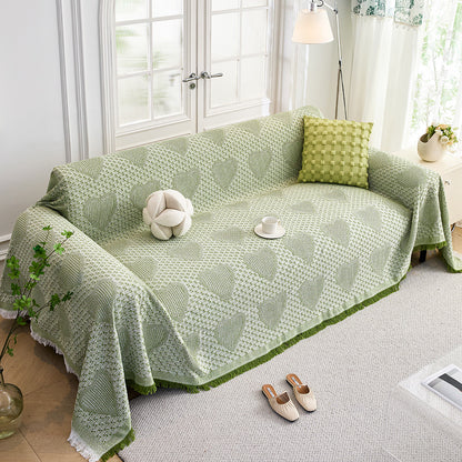 Cozy Heart Pattern Sofa Throw Blanket