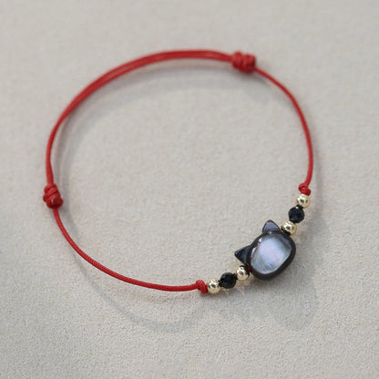 Adjustable Cat-Themed Charm Bracelet Acalora