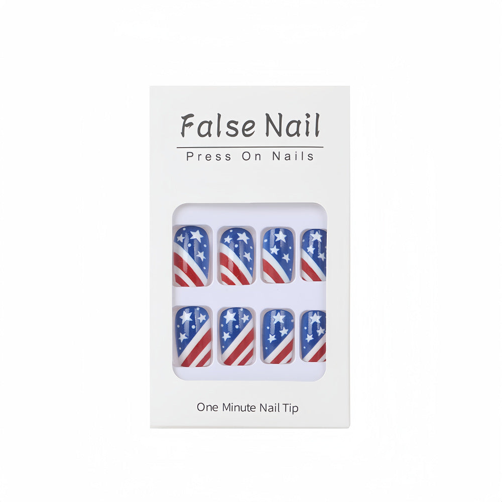 Artificial nails in patriotic stars and stripes design Acalora