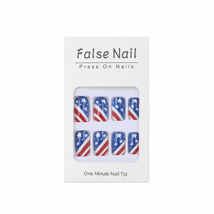 Artificial nails in patriotic stars and stripes design Acalora