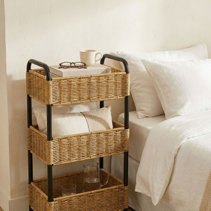 Multi-Tier Woven Bathroom Organizer Basket Acalora