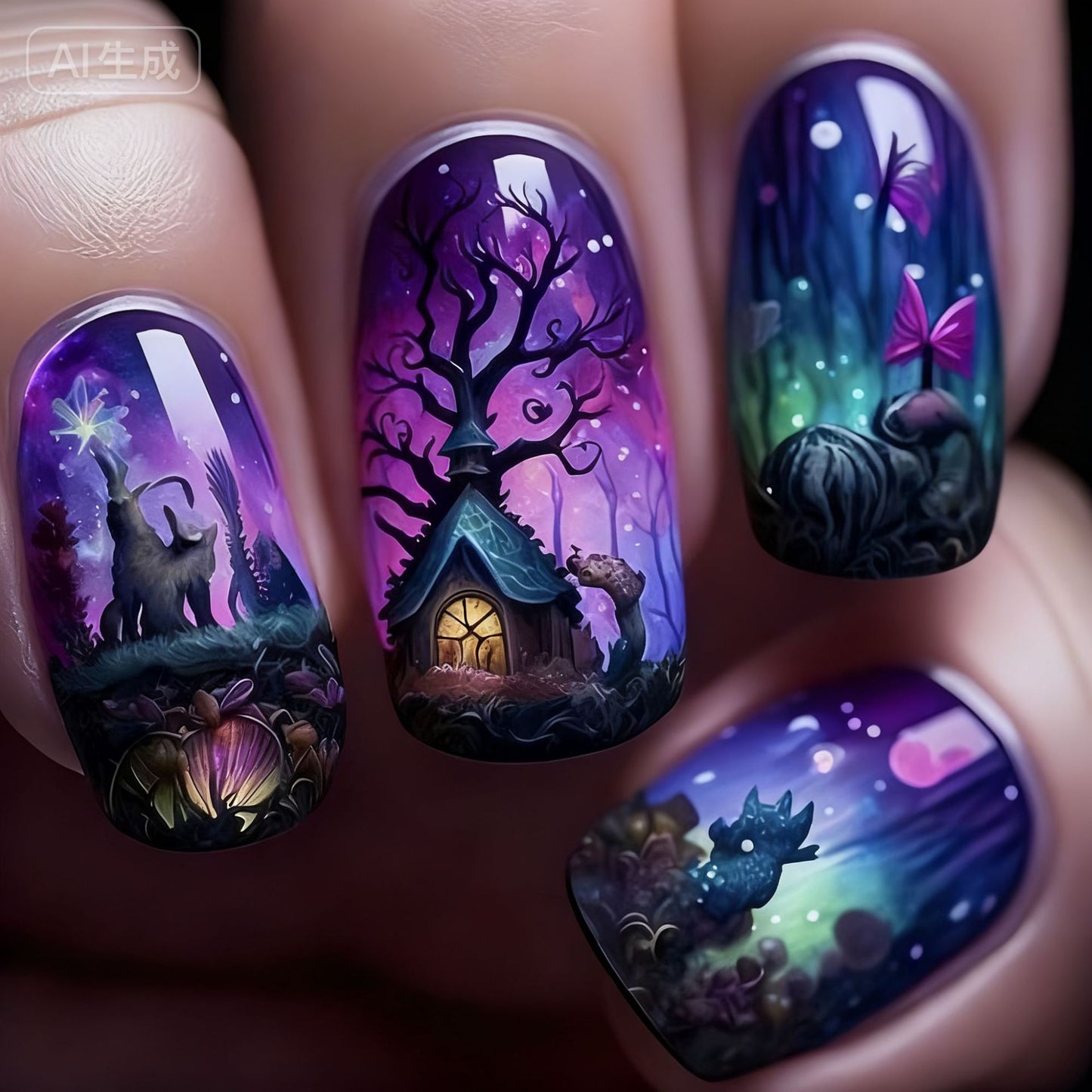 Halloween Nail Art Set with Creative Designs and Sparkling Details Acalora