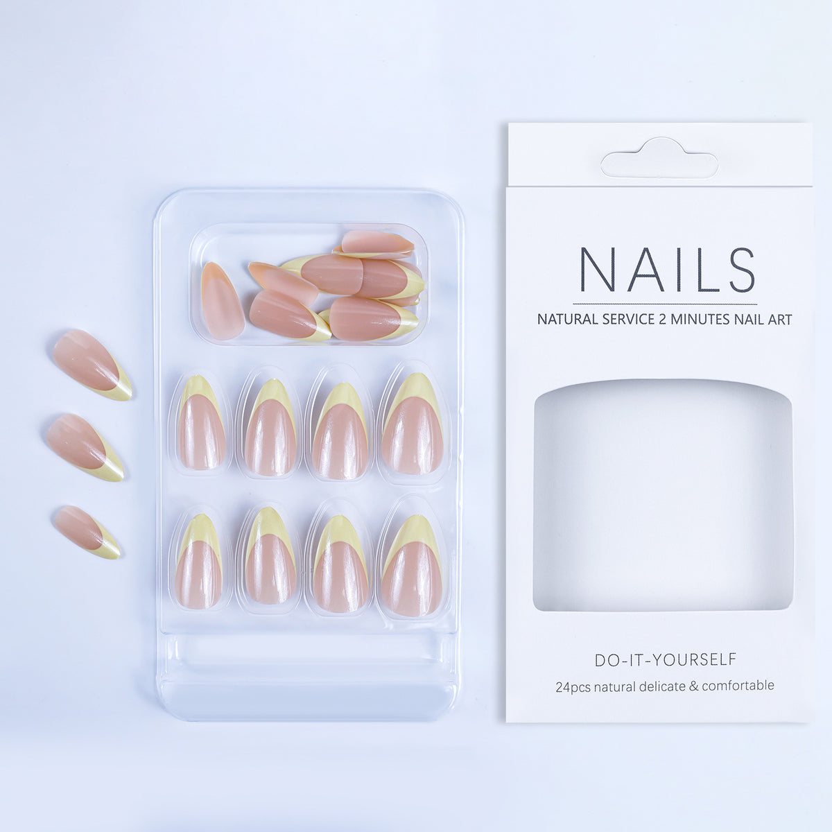 Nail tips with elegant French-tip design Acalora