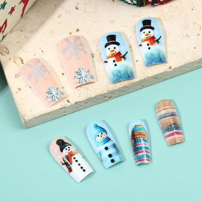 Festive artificial nails with snowman motif Acalora