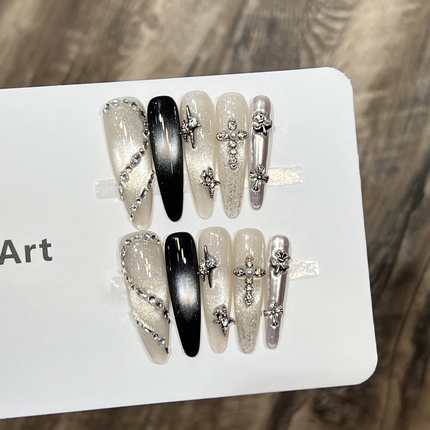 Decorative Stiletto Press-On Nail Set with Starry Accents Acalora