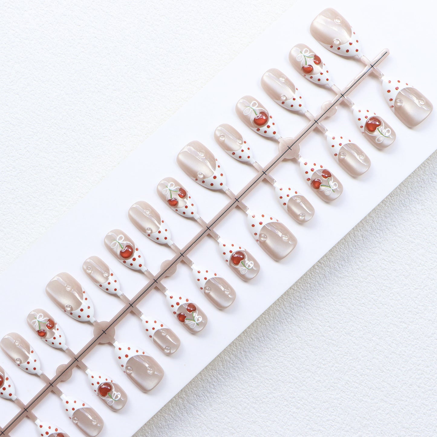 Charming Cherry-Themed Press-On Nail Set Acalora