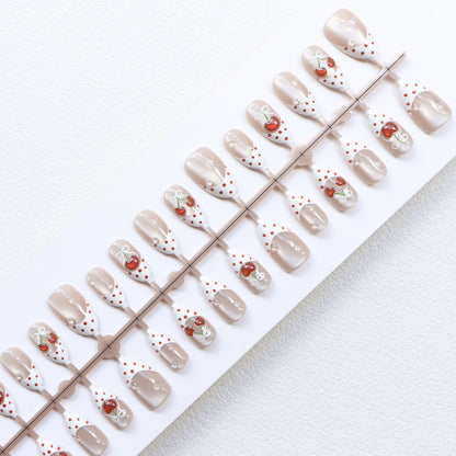 Charming Cherry-Themed Press-On Nail Set Acalora