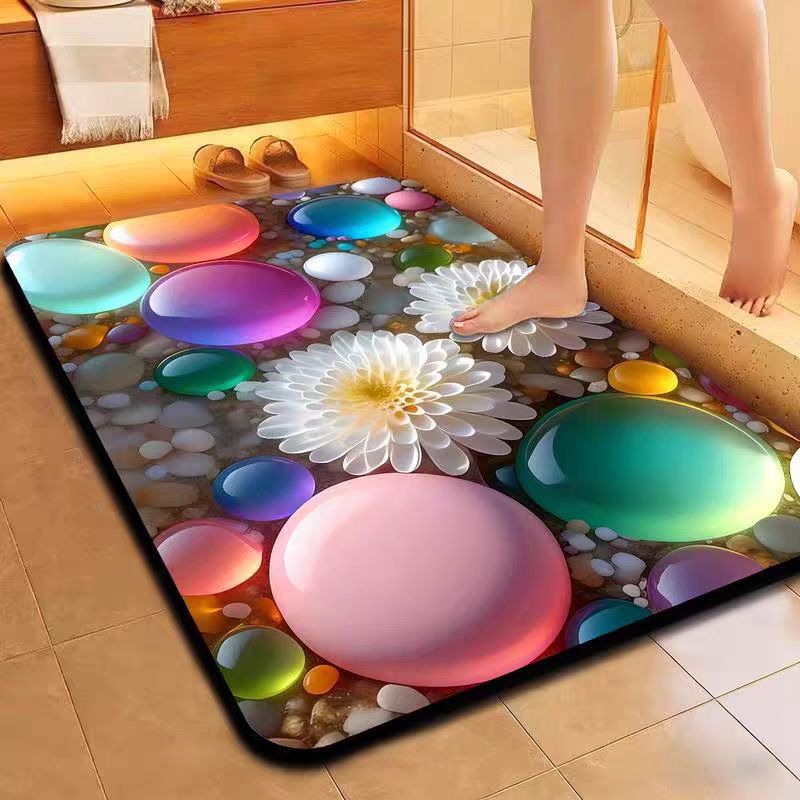 Decorative Floral Pattern Bath Mat