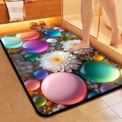 Decorative Floral Pattern Bath Mat