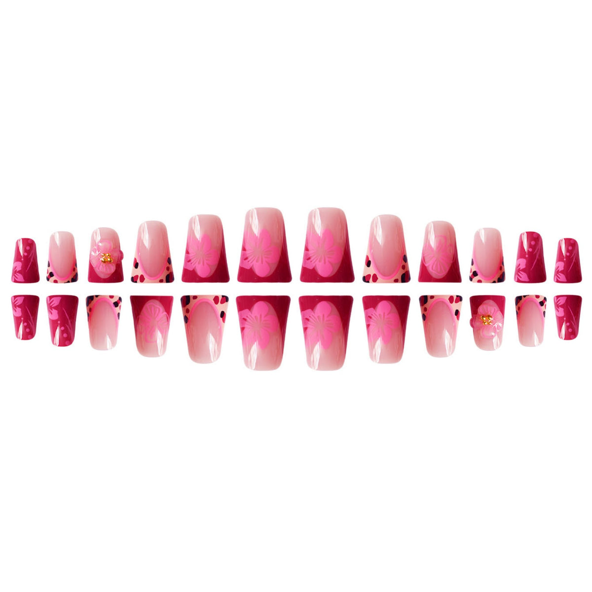 Floral Cat-Ear Design Press-On Nails Acalora