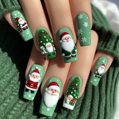 Glittering artificial nails in festive Christmas design Acalora