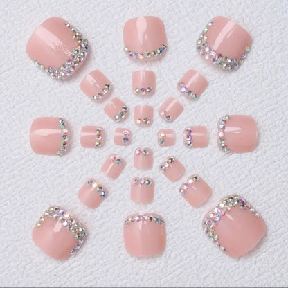 Rhinestone-Embellished Press-On Toenails Acalora