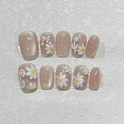 Floral-Inspired Press-On Nail Art Set Acalora