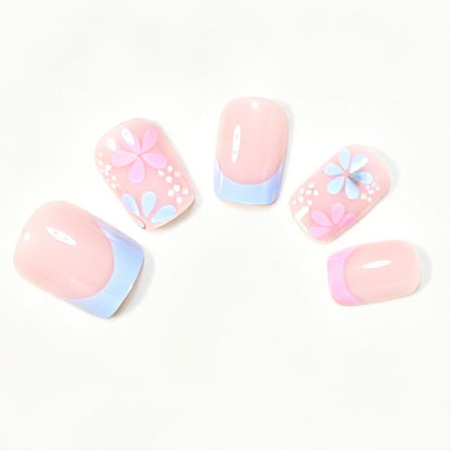 Artistic Floral Press-On Nail Tips Acalora