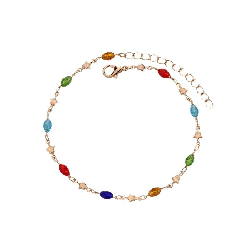 Colorful Star Charm Anklet Acalora
