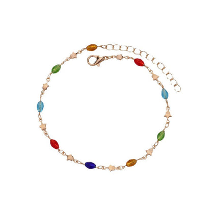 Colorful Star Charm Anklet Acalora
