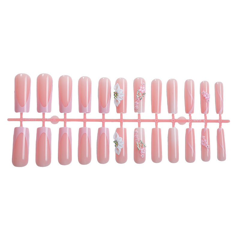Floral Embellished Press-On Nails Set Acalora