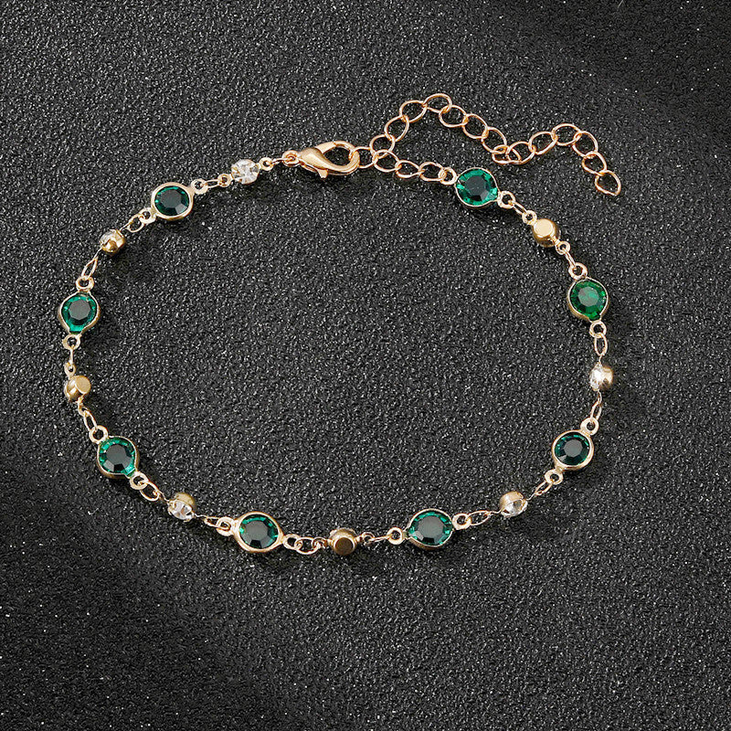 Elegant Rhinestone Chain Anklet Acalora
