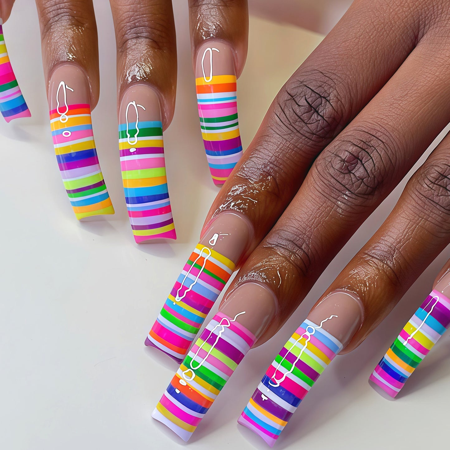 Colorful Striped Nail Art Tips Acalora
