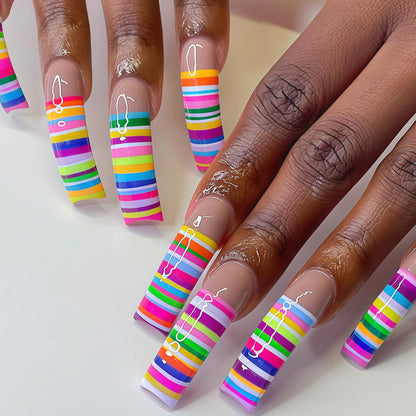 Colorful Striped Nail Art Tips Acalora