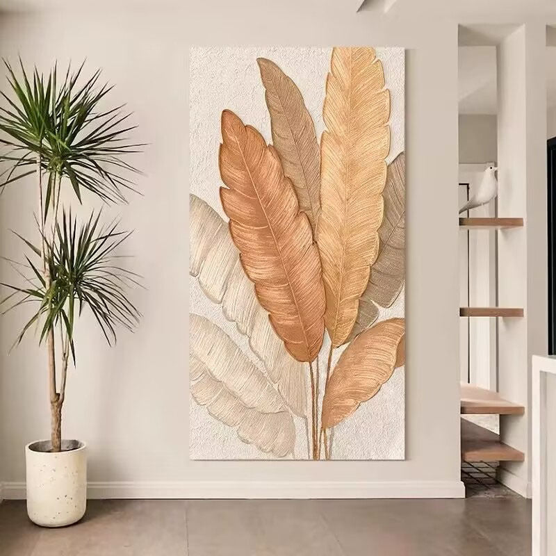 Textured Leaf Canvas Wall Art
