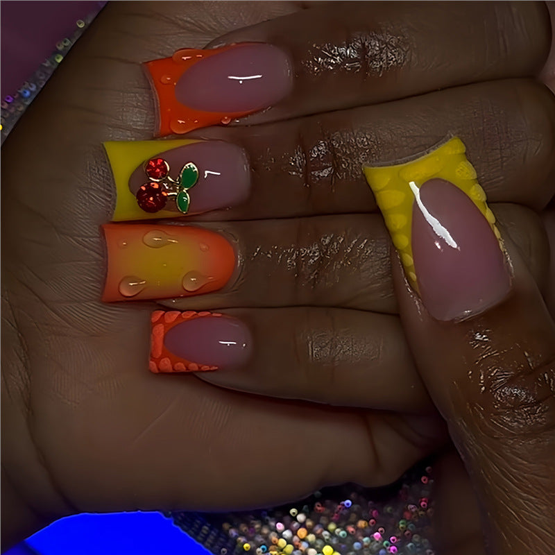 Creative Gel Press-On Nail Set with Fruit Accents Acalora