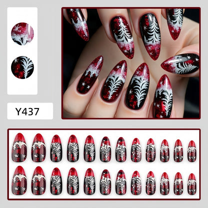 Artificial nails in festive Christmas design with elegant glitter Acalora
