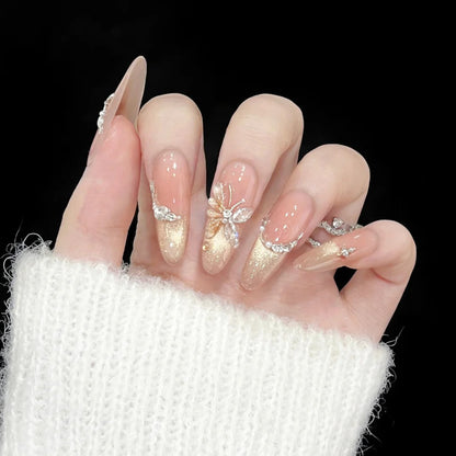 Elegant Butterfly-Accent Press-On Nail Set Acalora