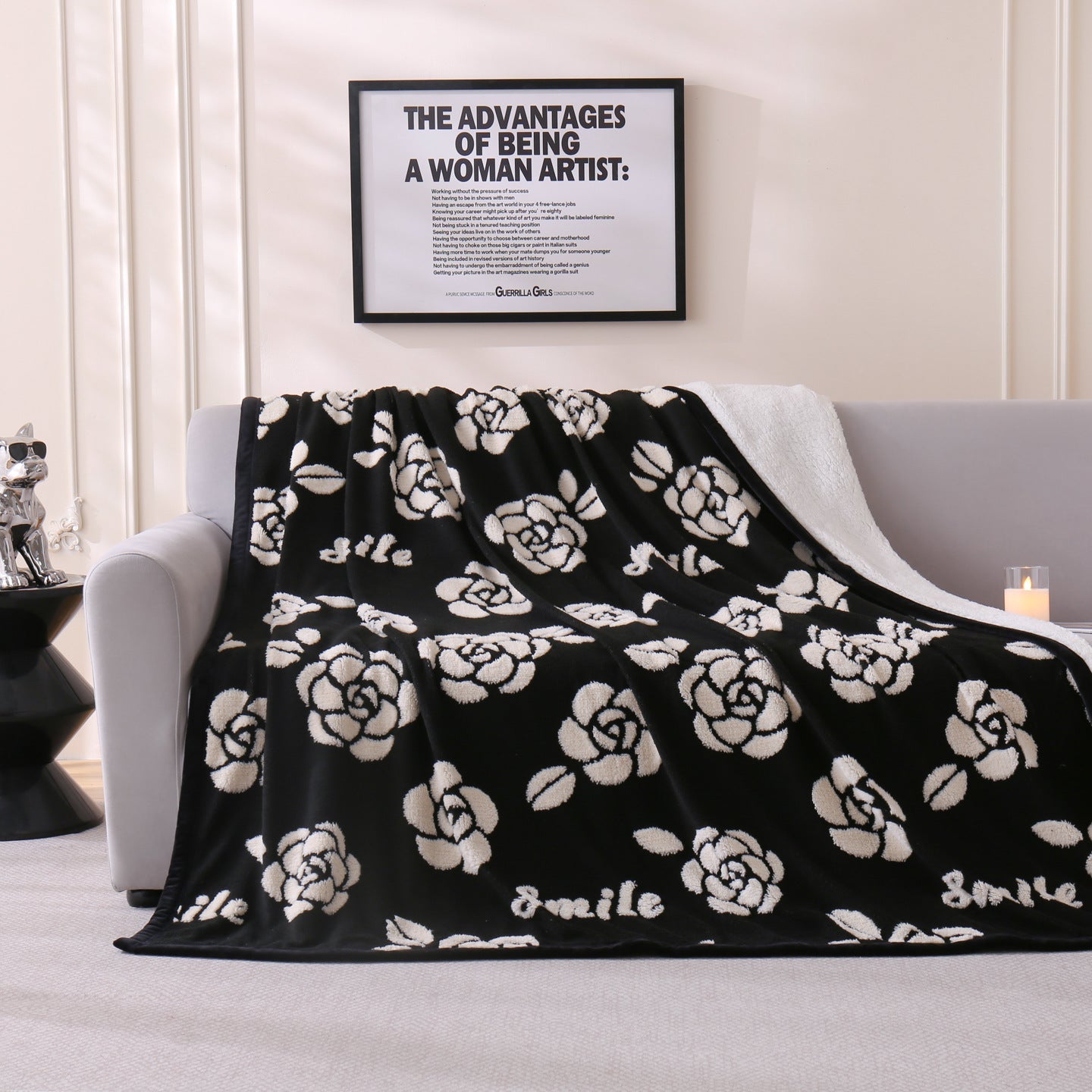 Chic Floral Pattern Throw Blanket