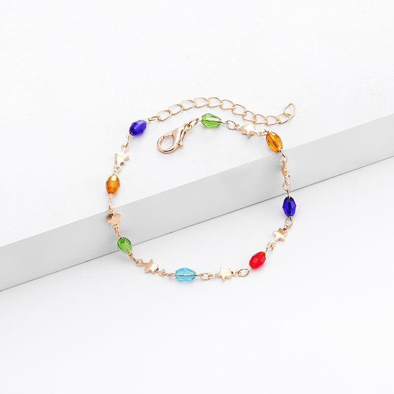 Colorful Star Charm Anklet Acalora