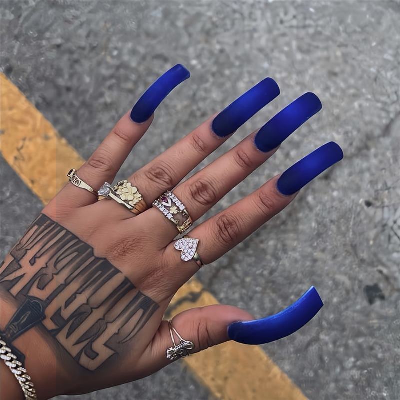 Long Matte Press-On Nails Acalora
