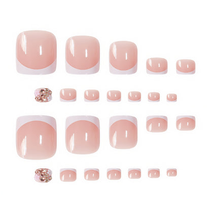 Decorative Press-On Toenails with Floral and Glitter Accents Acalora