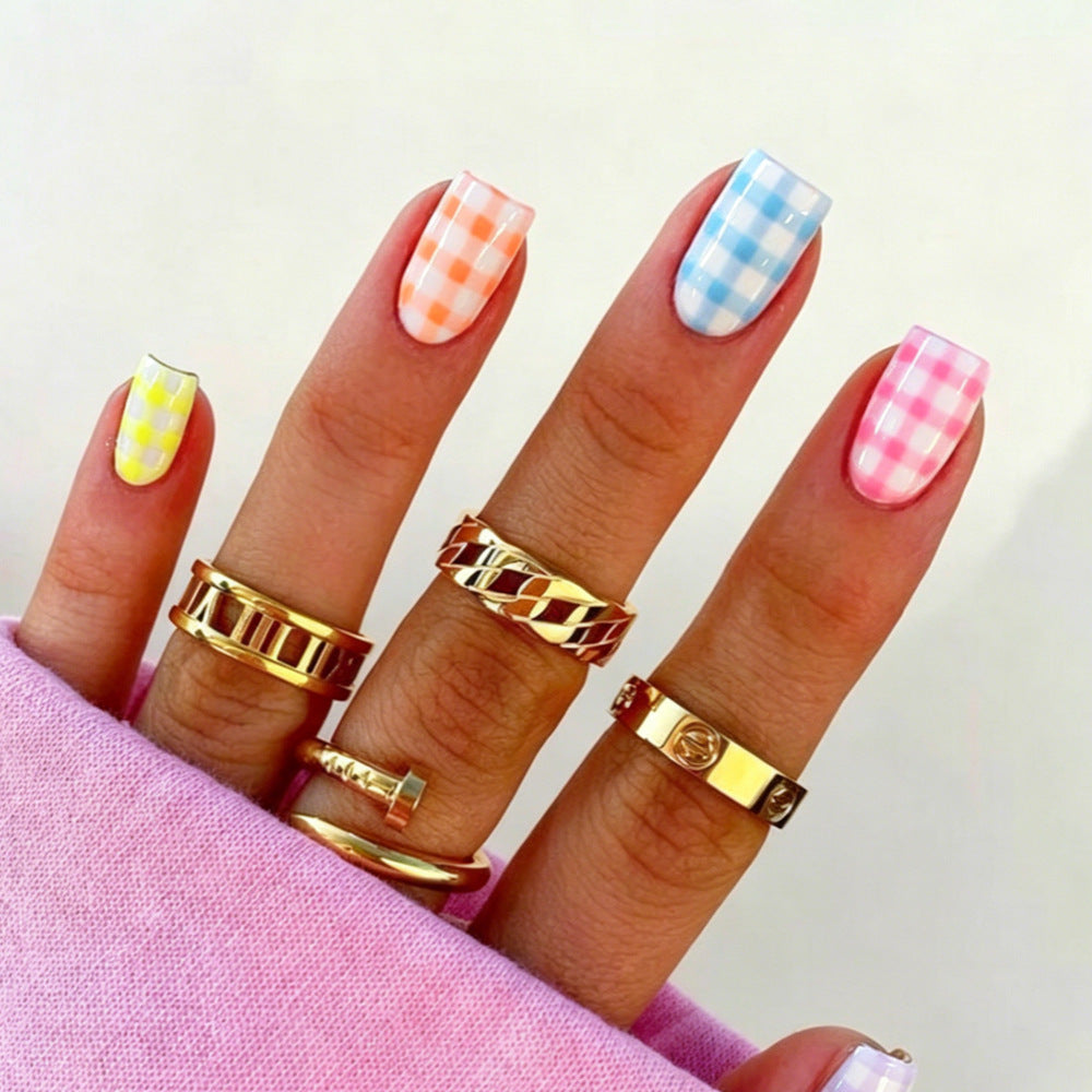 Gingham Pattern Nail Art Wraps Acalora