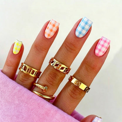 Gingham Pattern Nail Art Wraps Acalora