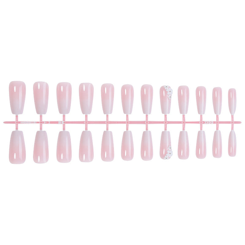 Elegant Press-On Nail Set with Floral Accents Acalora