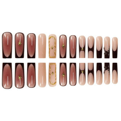 Luxurious Statement Stiletto Press-On Nails with Gold Accents Acalora