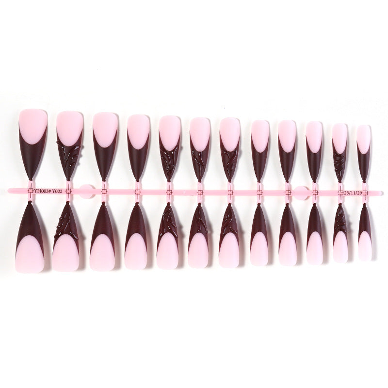 Elegant Stiletto Press-On Nail Set with Decorative Design Acalora