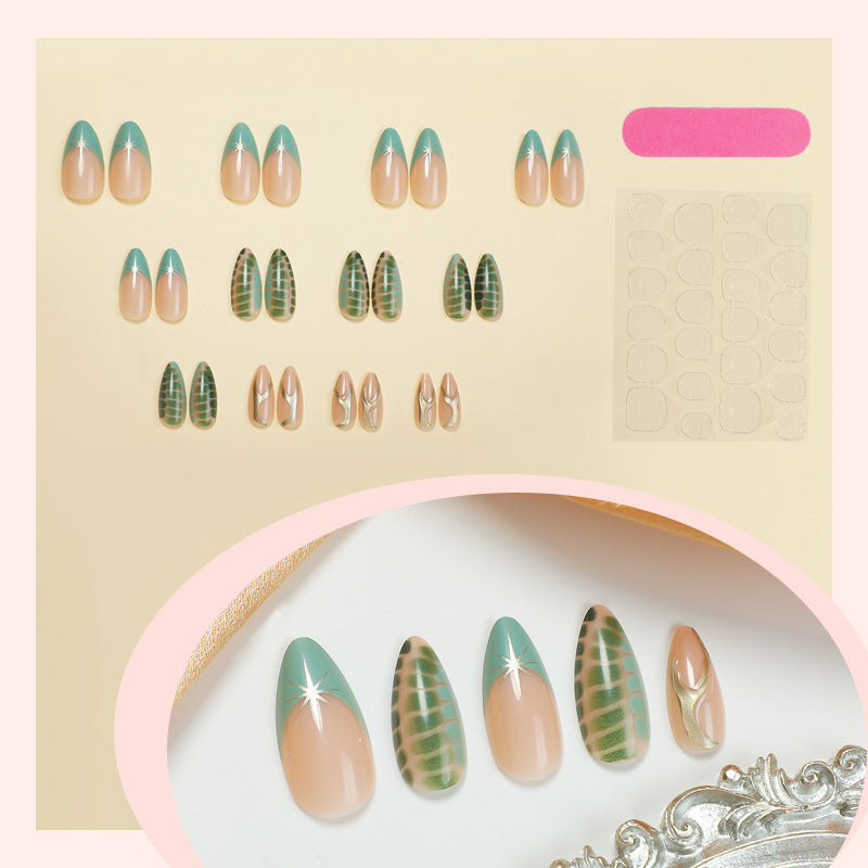 Artistic Press-On Nail Set with Unique Abstract Patterns Acalora