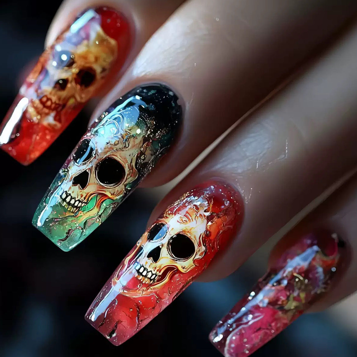 Artistic Skull Nail Art Acalora