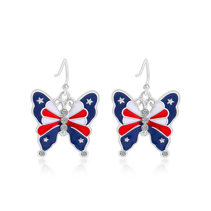Women's lightweight star earrings with enamel flag design and fishhook Kalsten