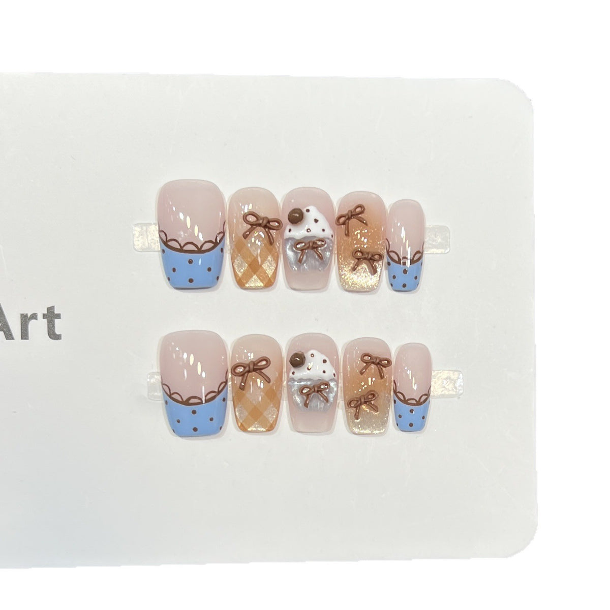 Decorative Press-On Nail Art Set with Charming Bow Accents Acalora