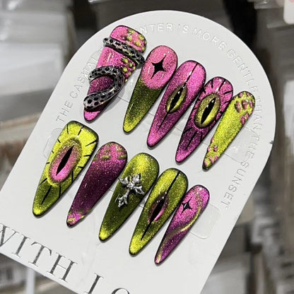 Decorative Floral Stiletto Press-On Nail Set Acalora