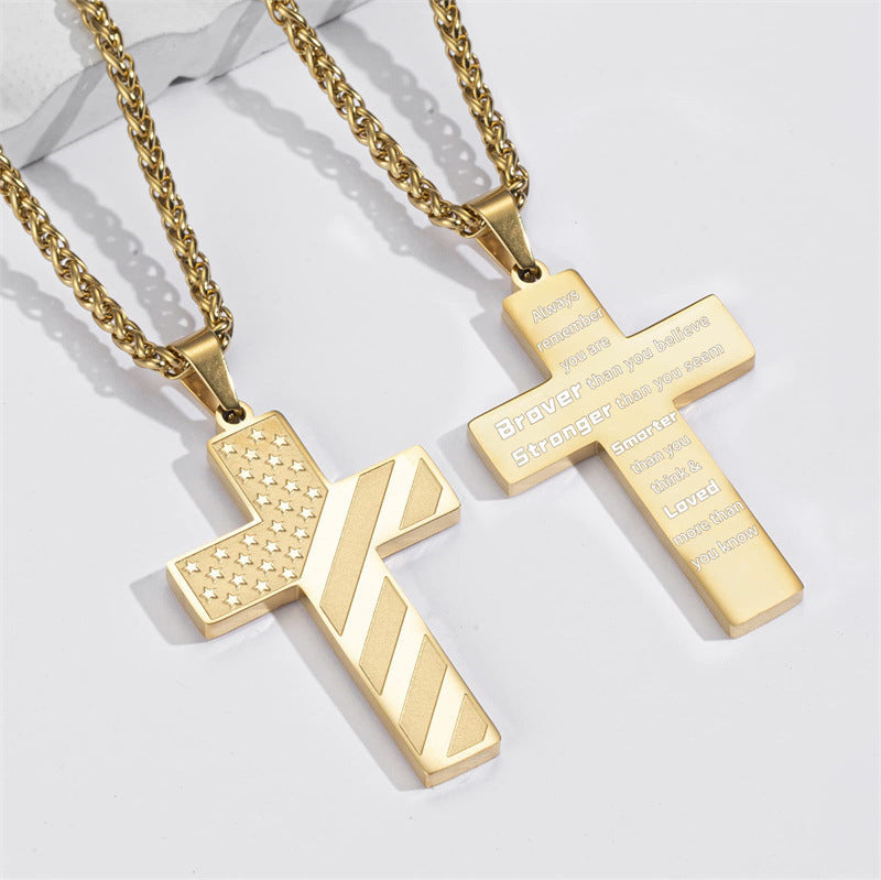 BowLift | IronPride Cross American Flag Cross Necklace