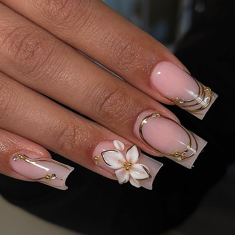 Floral Accented Press-On Nail Set Acalora