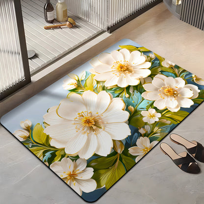 Floral-Themed Plush Bath Mat