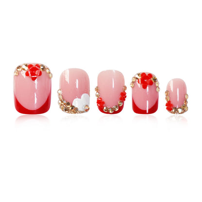 Elegant Floral Press-On Nail Art Set Acalora