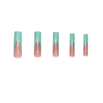 Artistic Long Press-On Nail Art Set with Textured Design Acalora
