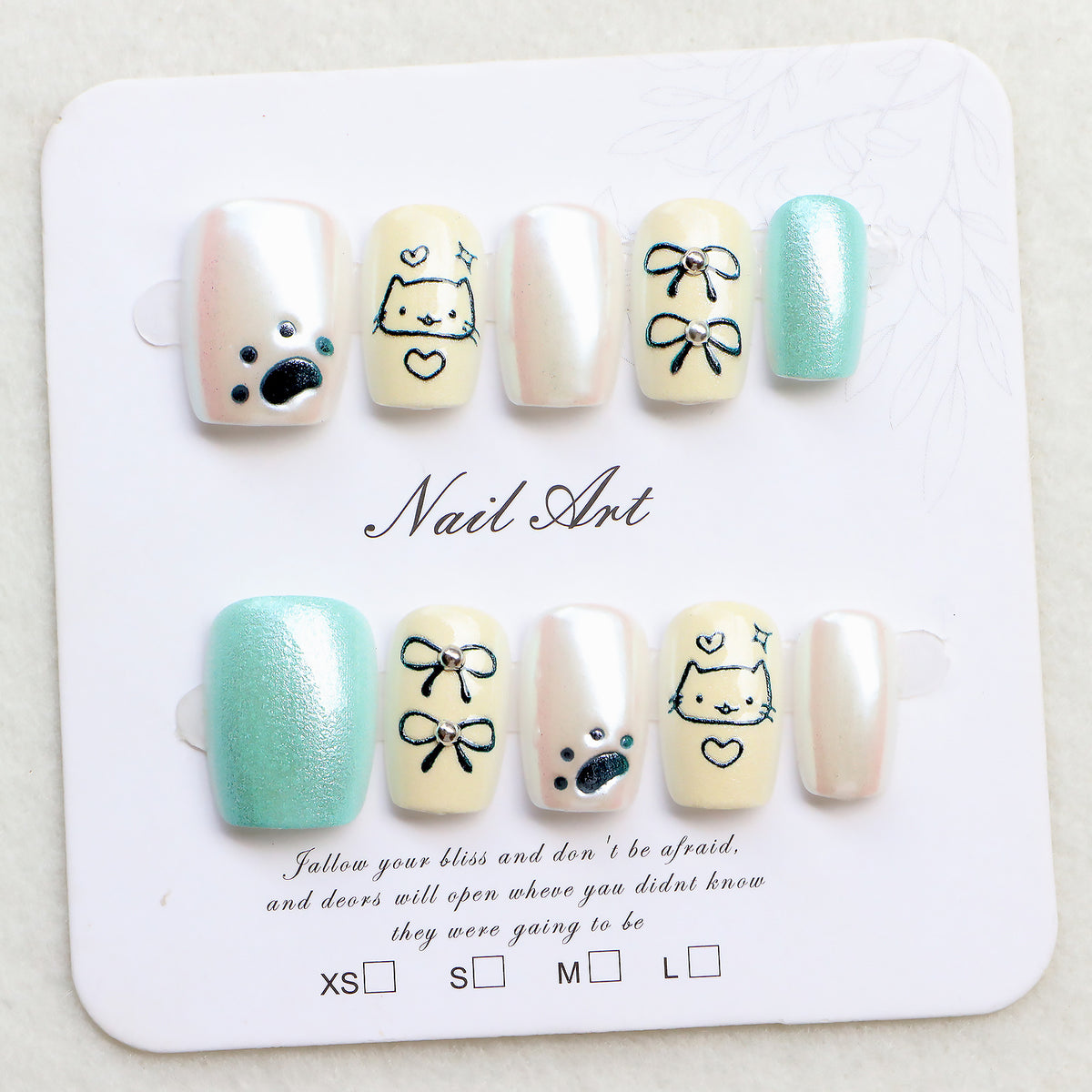 Whimsical Animal-Themed Press-On Nail Art Acalora