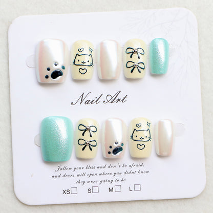 Whimsical Animal-Themed Press-On Nail Art Acalora