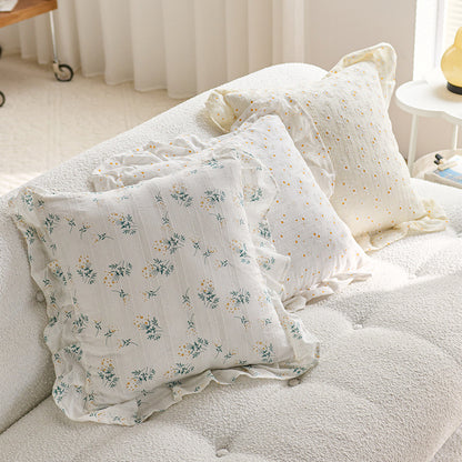 Decorative Ruffled Floral Throw Pillow
